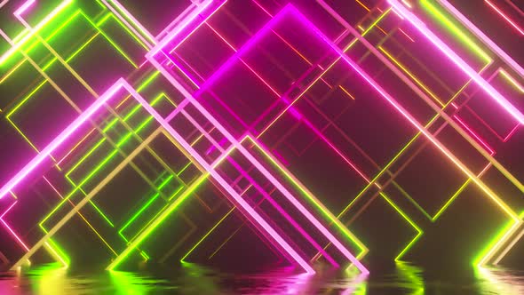 Movement of Glass Neon Blocks