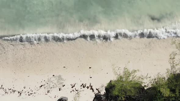 Vertical Video of the Ocean Near the Coast of Zanzibar Tanzania Aerial View