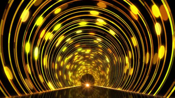 Golden Particles Lines Tunnel