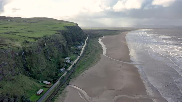 Aerial View of Downhill Strand at the Mussenden Templein County Londonderry in Northern Ireland