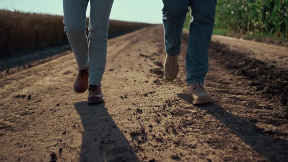 Farmers Shoes Walking Ground Road Closeup