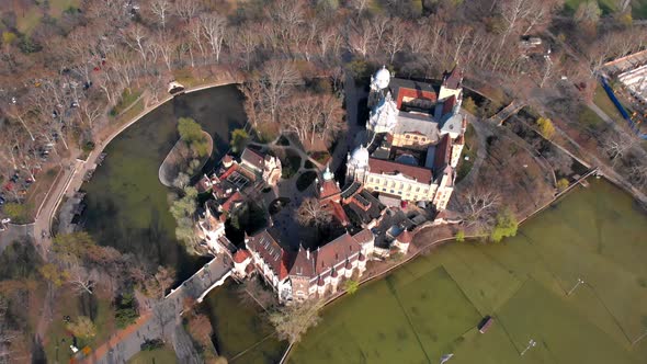 Evening View from Above on The Vajdahunyad Castle in Budapest