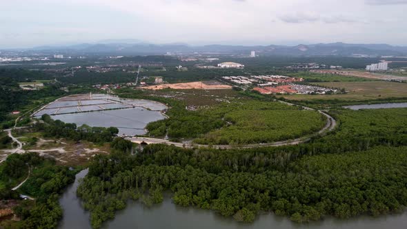 Aerial view Batu Kawan, Pulau Pinang rural mangrove tree