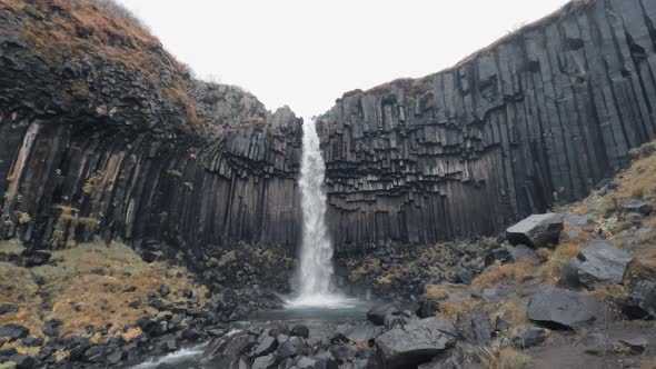 Svartifoss Waterfall Super Slow Motion