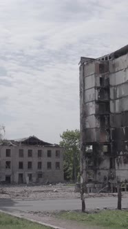 Vertical Video of a House Destroyed By the War in Ukraine