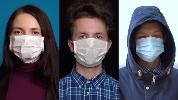 Group of People Wearing Face Protection Mask in Prevention for Coronavirus Covid 19