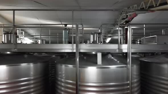 Steel Barrels for Fermentation of Wine in Winemaker Factory