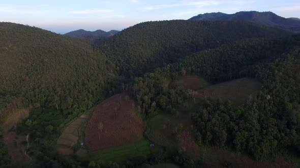 mountainous terrain aerialin North of Thailand