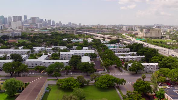 Aerial Video Town Park Plaza Condominium Low Income Government Housing Miami Fl Usa 4k