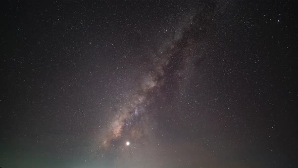 Natures video night shot landscape scene in Milky Way movement in time-lapse video. Nature and trave