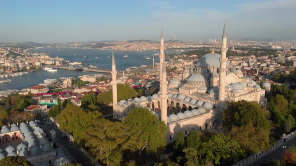 Aerial view of Suleymaniye Mosque in Fatih, Istanbul, Turkey