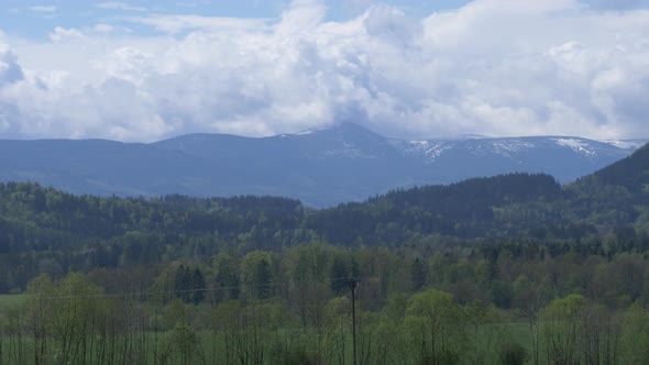 View on Sudetes mountains in December