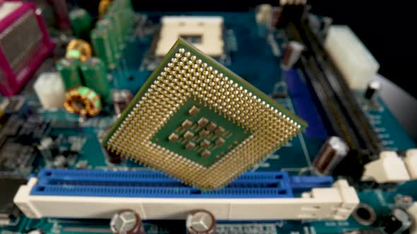 Computer Processor on Motherboard Circuit Background