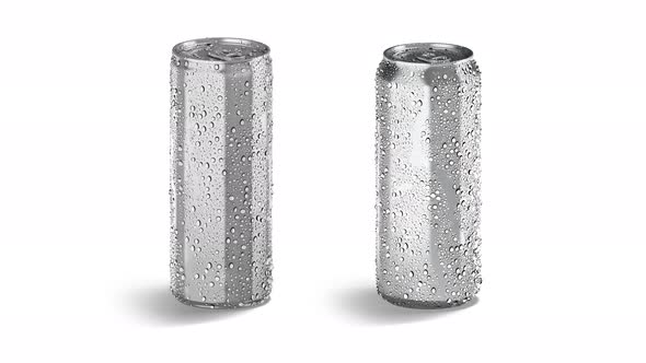 Blank silver 450 ml and 500 ml soda can, looped rotation