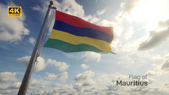 Mauritius Flag on a Flagpole - 4K