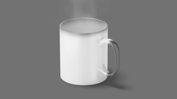 Blank white reactive mug mockup, filling up hot boiling water