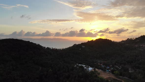 Beautiful from high view of sunset around sea