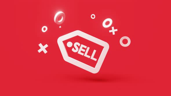 Sale 3d Icon on a Simple Red Background  Seamless Animation Loop