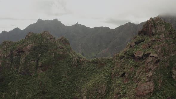 Aerial survey above the mountains in Tenerife, Canary islands