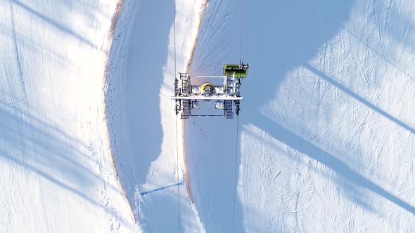 Alpine Ski Slope And Chairlift In Action