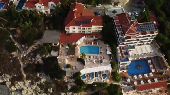 Aerial Footage Filmed From Above By Drone of a Touristic Village in a District of Antalya