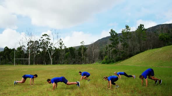 Fit people performing pushup exercise 4k