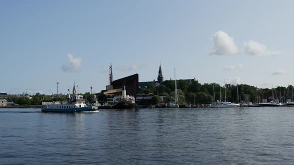 Ferry passing by the The Vasa Museum in Stockholm 