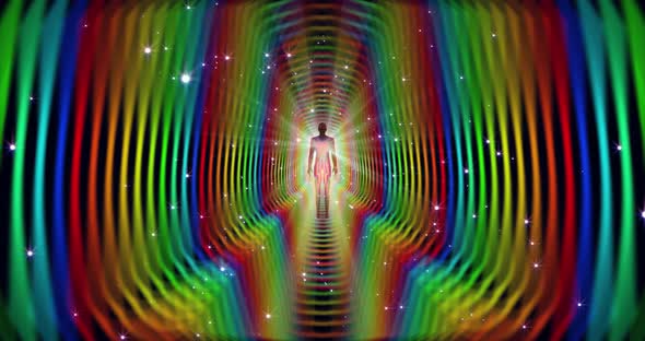 A Looped 3D Animation of the Enlightenment of the Multicolored Energy of the Human Aura Fields