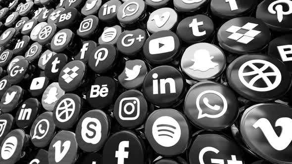 Social Media Icons Background Balck And White