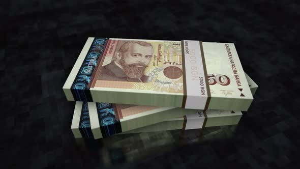 Bulgaria leva money banknote pile packs