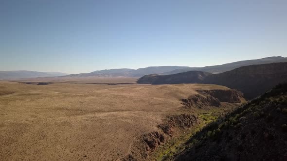 Aerial shot America, southwest desert scene. Blue sky on a summer, spring day.