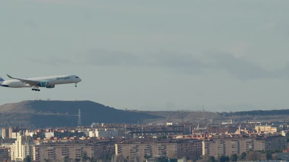 Iberojet Aircraft Approaching for Landing in Madrid Spain