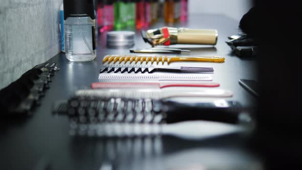 Closeup of a Barber's Desk in a Barbershop