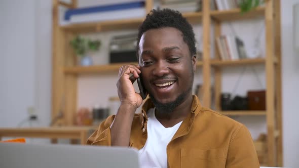 Man at Workplace Make Phone Call and Tell Funny Story Joke Spbas