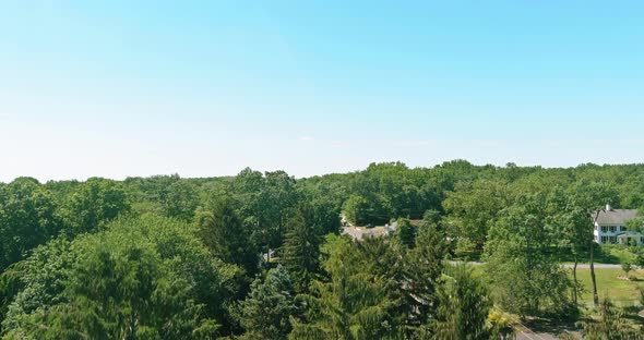 Wide Panorama Aerial View with Beautiful Residential Quarters and Green Streets in Monroe New Jersey