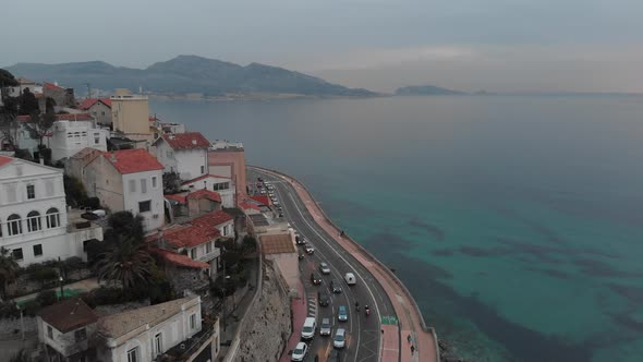 Flying over Marseille beautiful coastline. France 2020