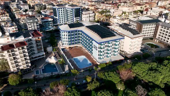 Hotels by the sea aerial view 4 K