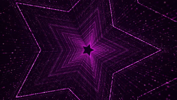 Rotated Glamour Purple Pink Star Particles Shape Background 4K