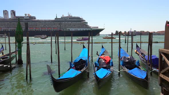 Gondola Boats in Grand Canal Venice Italy