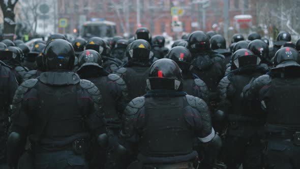 Marching Wall of Law Enforcers