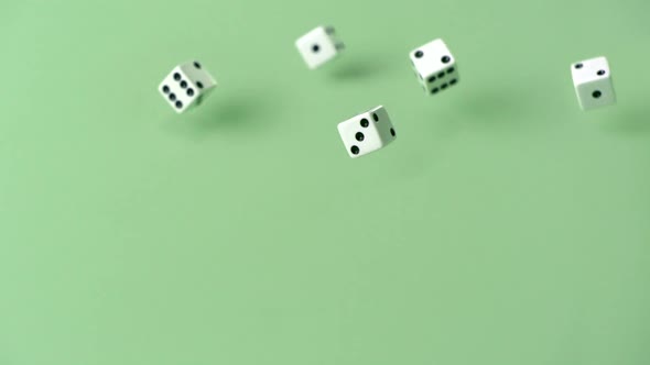 White Dice rolling, Slow Motion