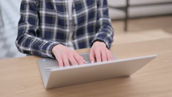 Female Hands Typing on Laptop Close Up