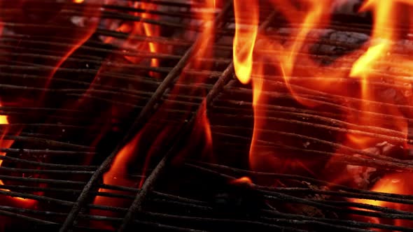 Coal Fire Burning On Barbecue 