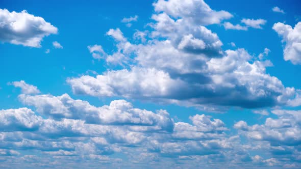 Timelapse of Cumulus Clouds Moving in the Blue Sky