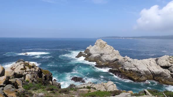 Ultra slow motion shot of rugged coast along Highway 1, California, USA