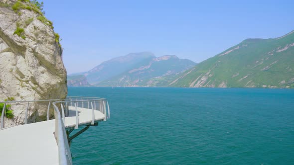 Cycle Path Suspended Over the Mountains at Lake Garda