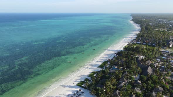 View From a Height of the Indian Ocean Near the Coast of Zanzibar Tanzania