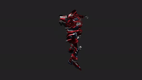 Red mecha in action with Grab And Slam style