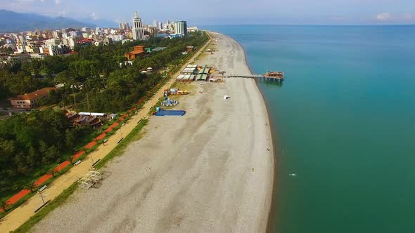 Batumi Georgia Public Beach Black Sea Resort Tourist Aerial View