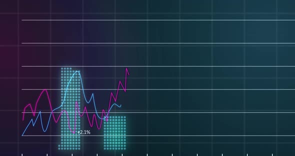 Animation of stock market display with stock market tickers and graphs 4k alt